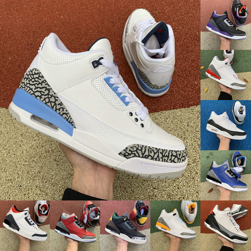 

2021 UNC Black White Cement Jumpman 3 3s Mens basketball Shoes Fragment Flight Knicks Fire Red Bio Beige high quality Men Sports trainers US 7-12