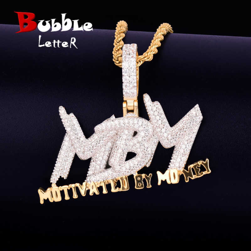 

Iced Out Letter Combination Necklaces & Pendant Charm Gold Color Bling Cubic Zircon Men's Hip hop Necklace Rock Jewelry X0707