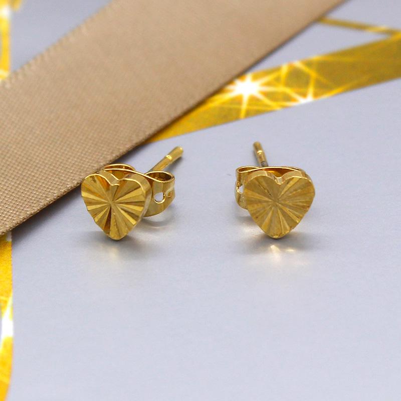 

Stud Fashion 18K Gold Plated Ear Studs Heart Earrings For Women Retro Golden Shine 2021 Trend Jewelry, Golden;silver