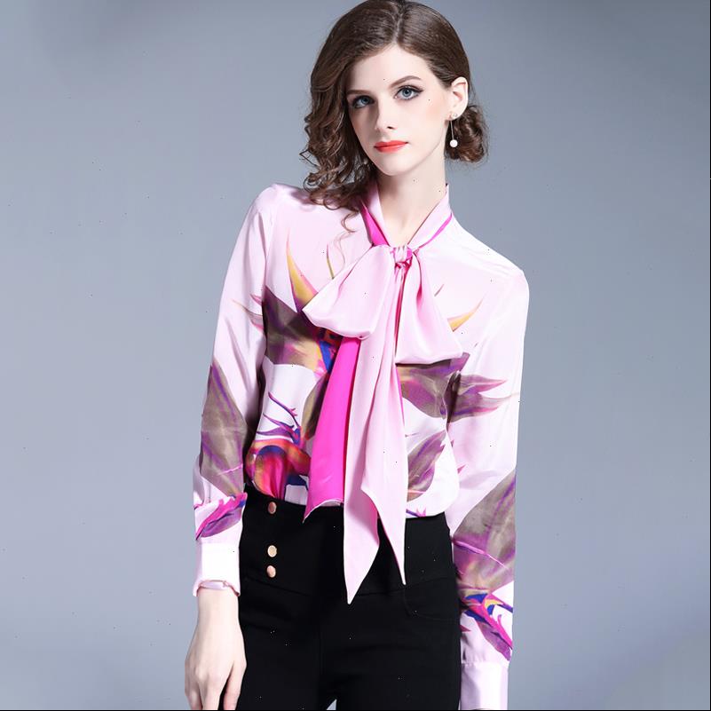 

autumn winter long sleeve womens blouses designer retro print elegant runway office casual, White