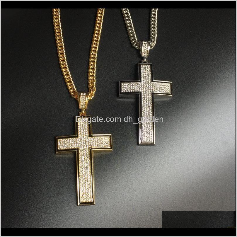 

Pendant Pendants Drop Delivery 2021 Gold Sier Full Crystal 3D Necklace Pendent Religion Iced Out Chain Jesus Cross Hip Hop Necklaces Bling Je