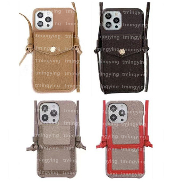 

Top Leather Designer Phone Cases For iPhone 13 Pro Max 12 11 Xs XR X 8 7 Plus Fashion Shoulder Bags Luxury Print Back Cover cellphone Shell