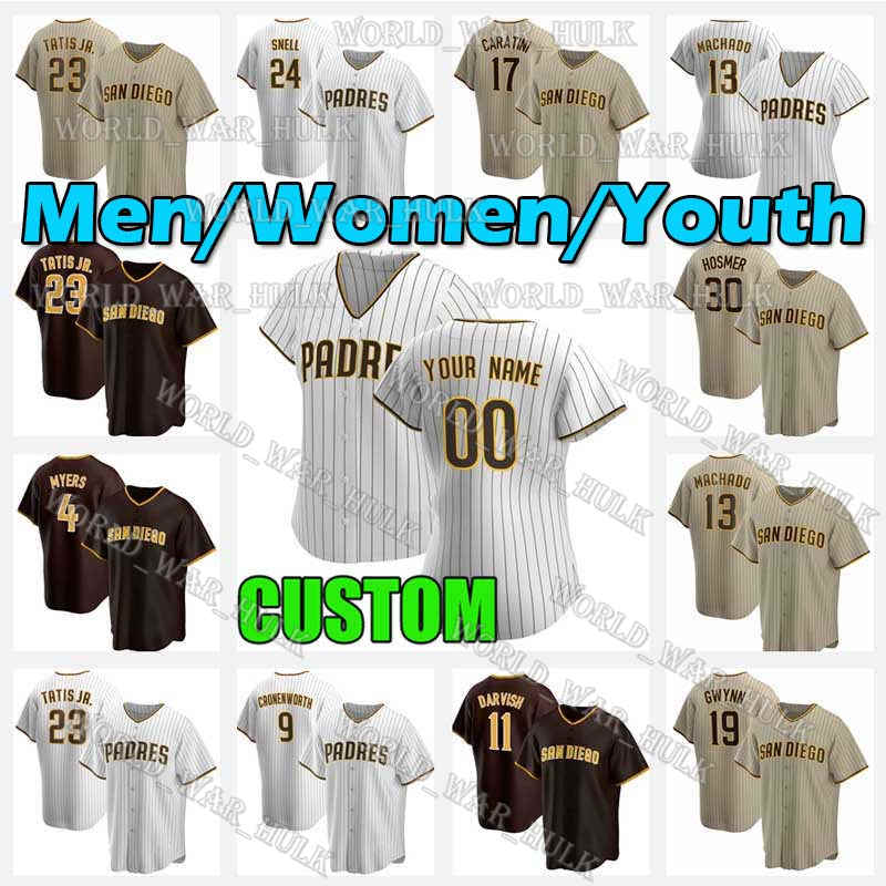 

10 Jurickson Profar Jersey 13 Manny Machado 51 Trevor Hoffman 23 Fernando Tatis Jr 9 Jake Cronenworth Eric Hosmer Custom 50 Adrian Morejon, Blue;black