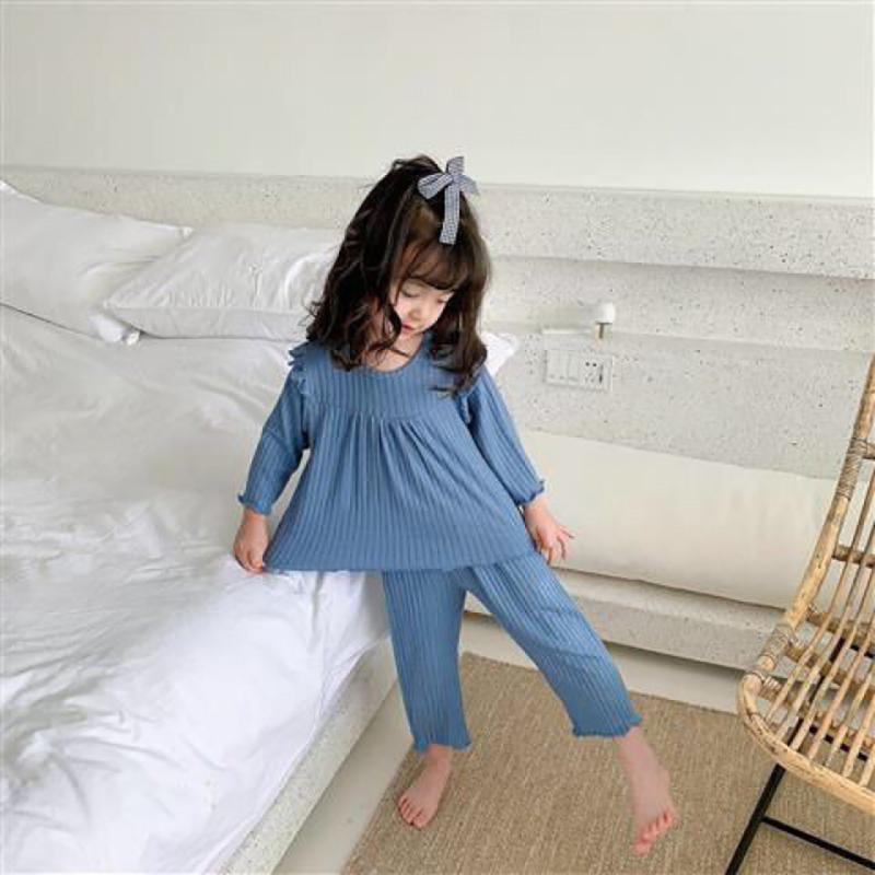 

Clothing Sets 2021 Children Pajamas Set Sweet Spring And Autumn Soft Loose Ruffled Princess Pullover Two Piece 1-11 Girls JYF, White