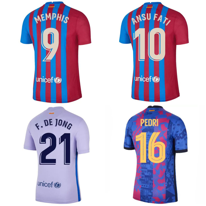 

Top 21 22 ANSU FATI Jerseys MEMPHIS DEST Soccer jersey 2021 2022 PEDRI COUTINHO football shirt KUN AGUERO DANI ALVES maillot de foot, Barcelona2122home