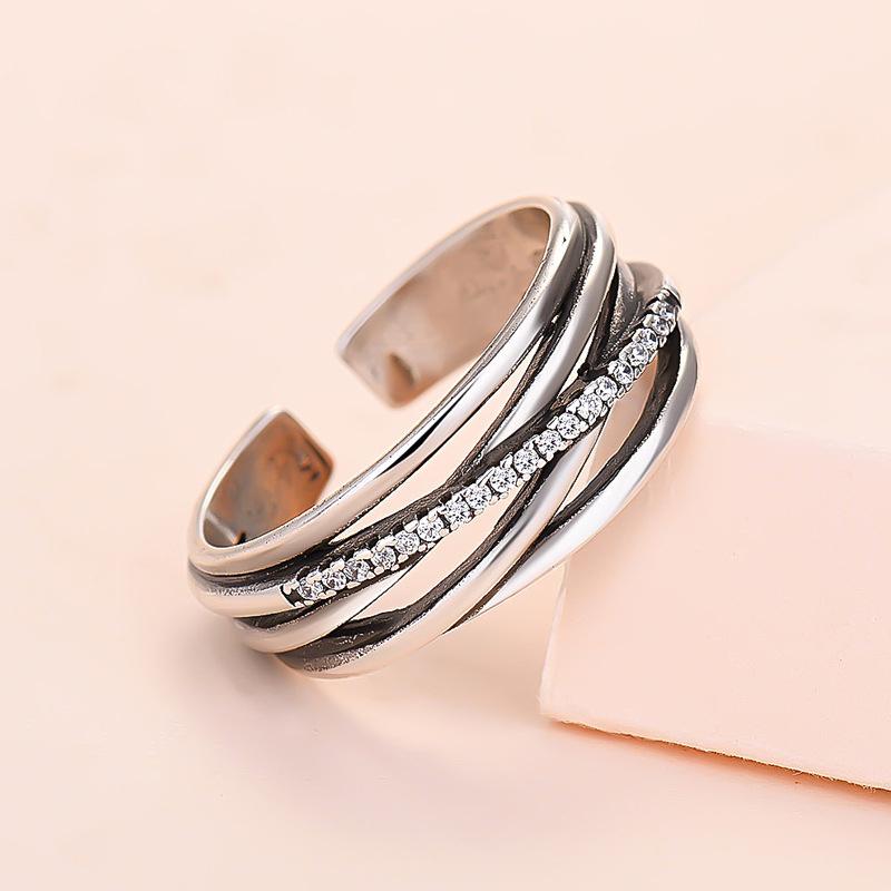 

Wedding Rings Style Cross Multi-layer Ring Female Fashion Ins Tide Zircon Open Retro Old Jewelry Wholesale