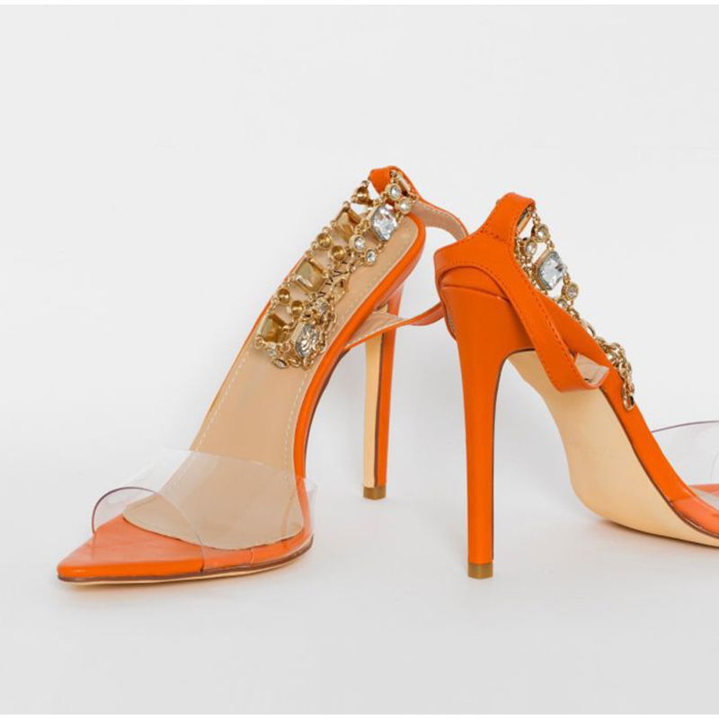 

Rhinestone Buckle Sandals: Sexy, High-Heeled & Perfect for Summer Parties/Weddings, Beige