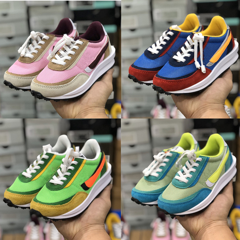 

New Kids Running Shoes Sacai X LDV Waffle Sneaker Boy Girls Triple Black White Girl trainers sports sneakers Size 22-35