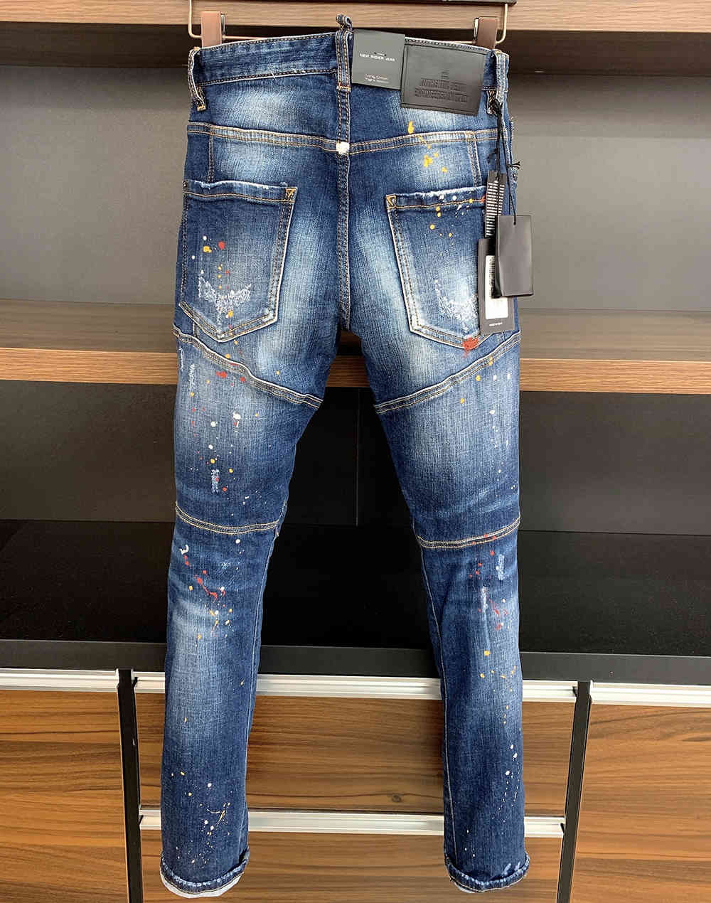 

Men's Jeans Mens Luxury Designer ny Ripped Cool Guy Causal Hole Denim Fashion Brand Fit Men Washed Pants 61276, As picture