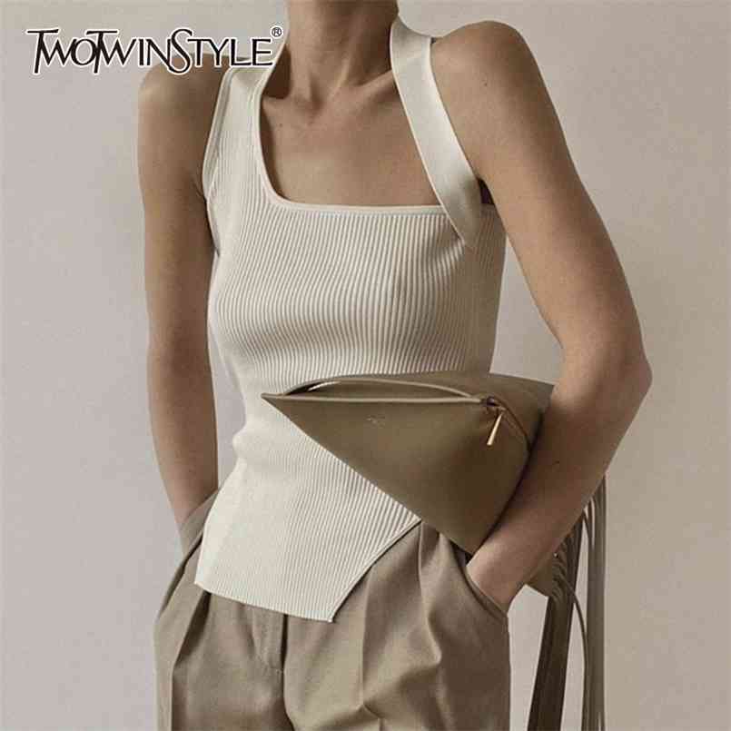 

Knitted Irregular Vest For Women Halter Collar Sleeveless Hollow Out Summer Vests Female Fashion Clothing 210524, Coffee