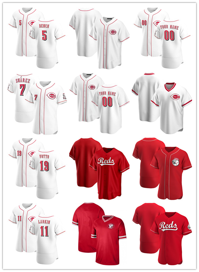 

Custom Jersey Mens women Youth Cincinnati Reds 5 Johnny Bench 19 Joey Votto 7 Eugenio Suarez 11 Barry Larkin Baseball Jerseys, Blue;black