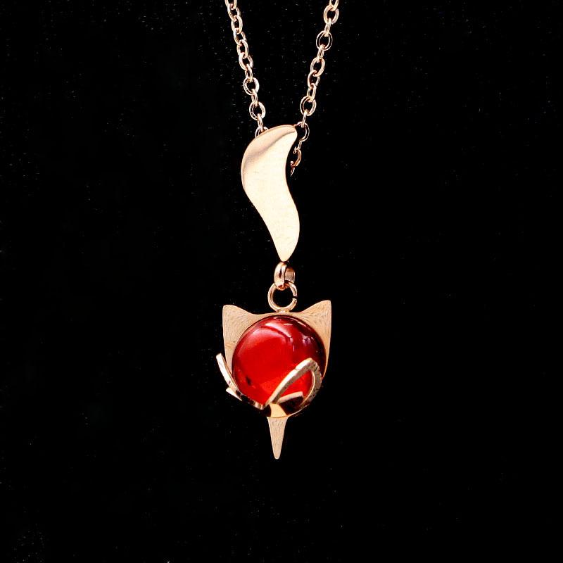 

Pendant Necklaces Fashion Jewelry, Red Onyx Firefox, Rose Gold Necklace, Titanium Steel, Female