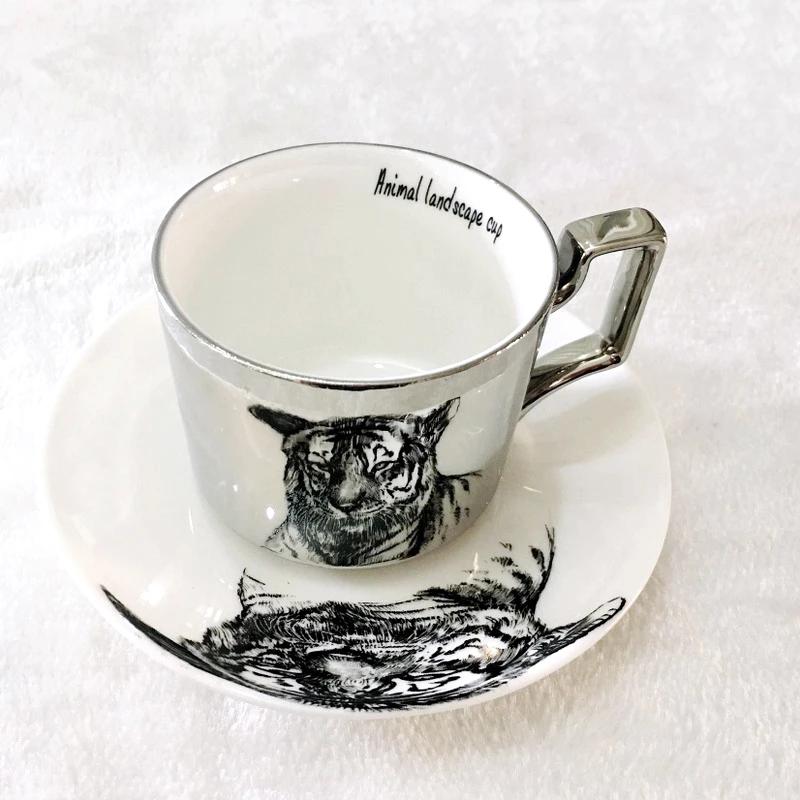 

Mugs Est Bone China Reflection Cup Cartoon Cat Anamorphic Tiger Mug The Mirror Collection Breakfast Water Bottle Gift