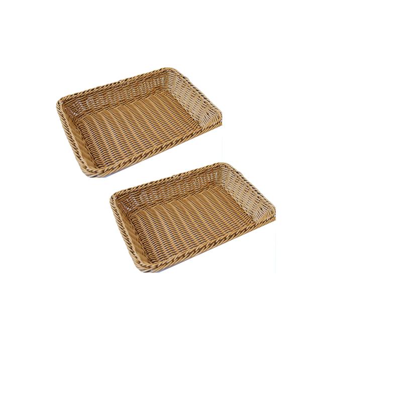 

Car Organizer 2pcs Rattan Bread Basket Food Fruit Storage Rectangular Plate For RV Boat