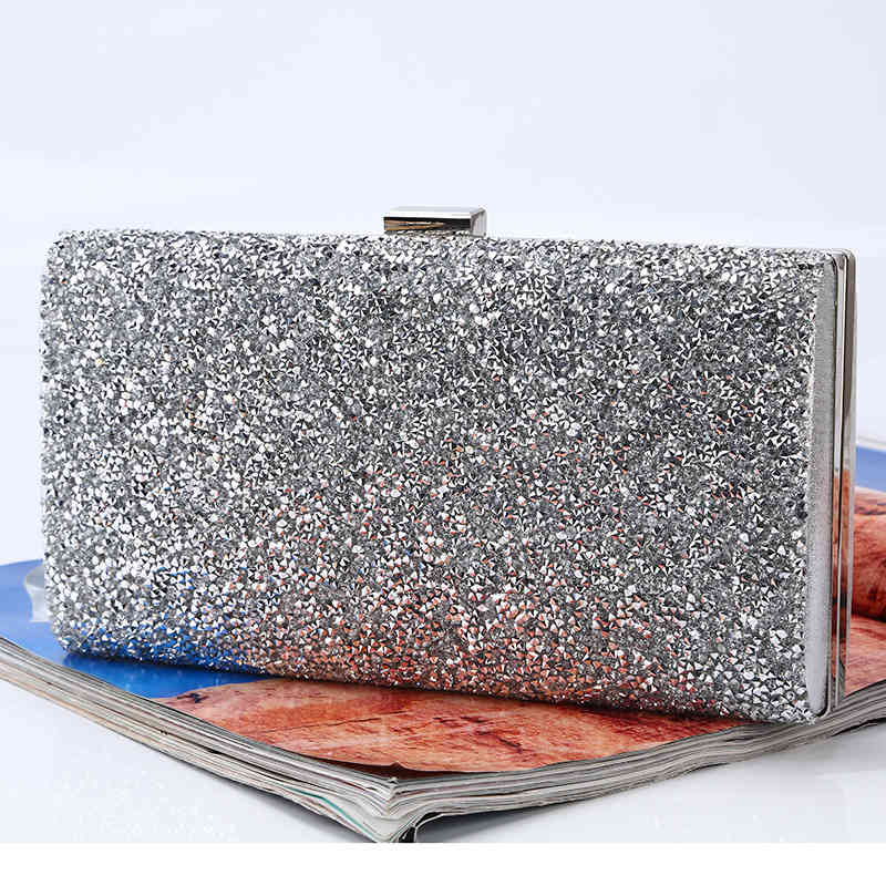 

Women's Wedding Clutch Purse and Handbag Elegant Evening Clutch Bag for Party Diamond Sequin Gold Silver Shoulder Bag ZD2151, Black
