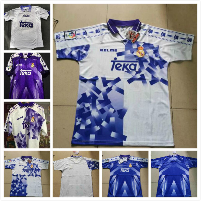 

94 95 96 97 Retro Real Madrid Soccer Jerseys #7 Raul #9 Zamorano #6 Redondo Shirts Vintage Calcio MAGLIA Camiseta de futbol