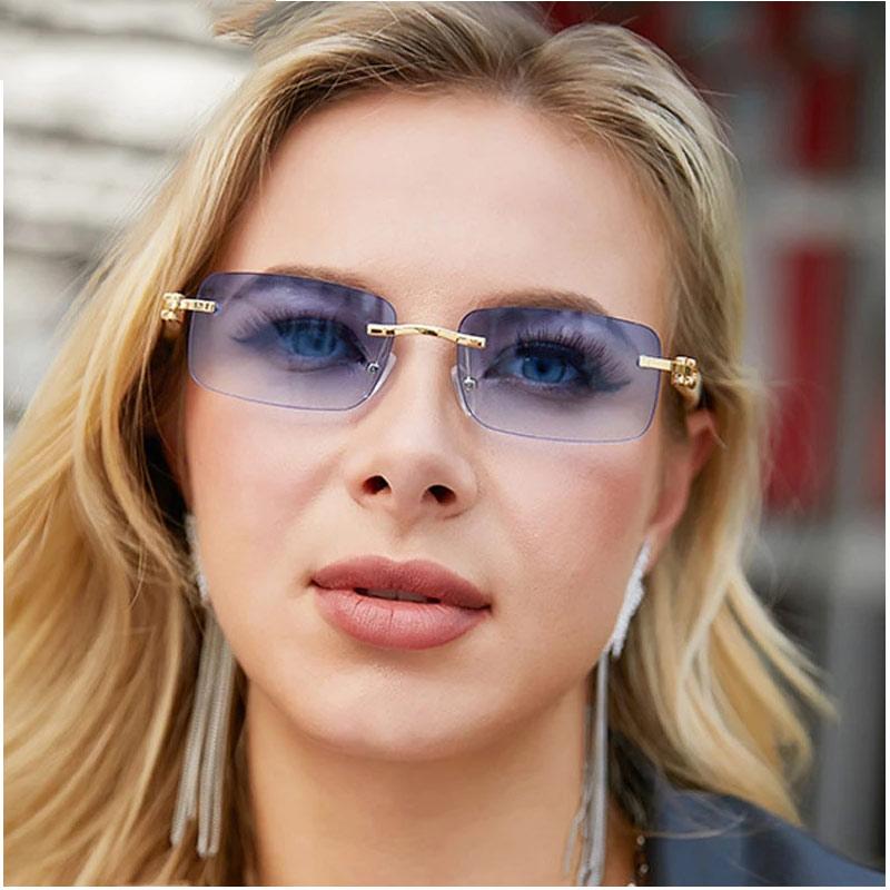

Sunglasses 2021 Rimless Male Rectangle For Woman Material Plate Lunette Soleil Femme