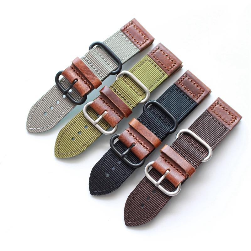 

Watch Bands Adaptation Antique Military Watches Leather Nylon Vintage 20 22 24MM Male Sporty Bracelet Fashion 22mm Band For Man