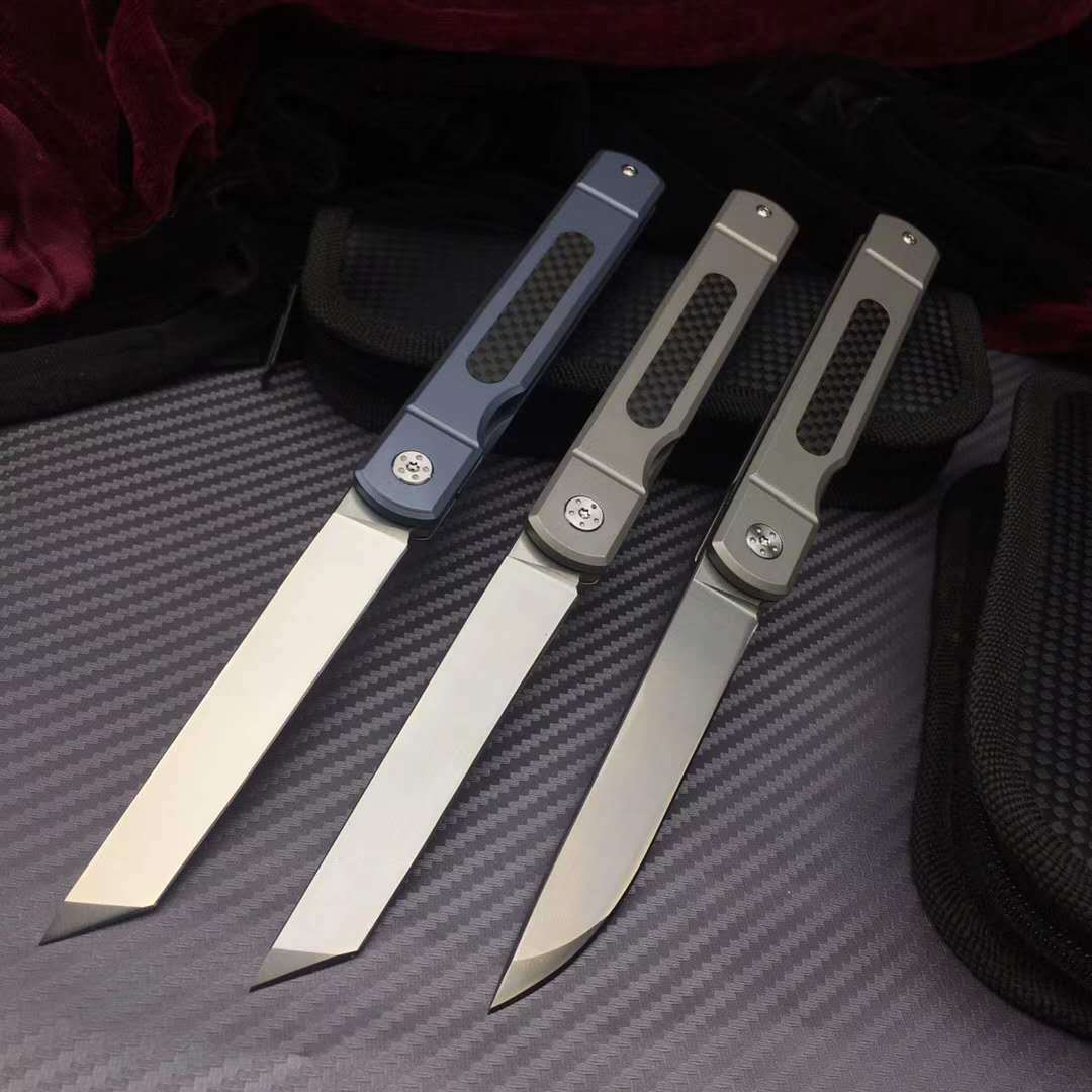 

light weight slim titanium carbon fiber handle blade camping knife