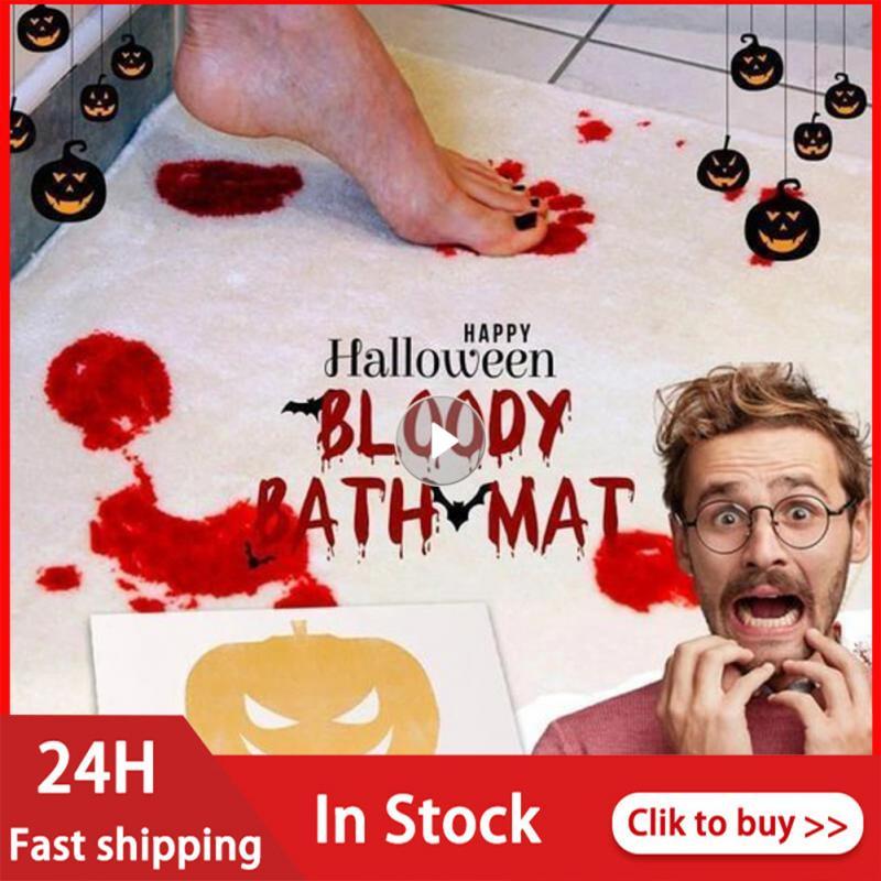 

Carpets Halloween Decoration Horror House Blood Bath Mat Foot Pad Scare Bloody Footprint Bathroom Anti-Slip Home Party Decorate, White