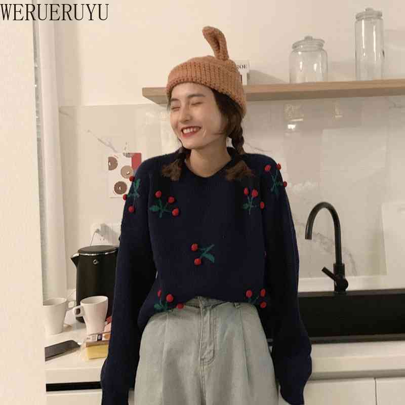 

WERUERUYU Pullover women' sweaters autumn winter O-neck long-sleeved short paragraph bottoming shirt women' of the loose 210608, Photo color