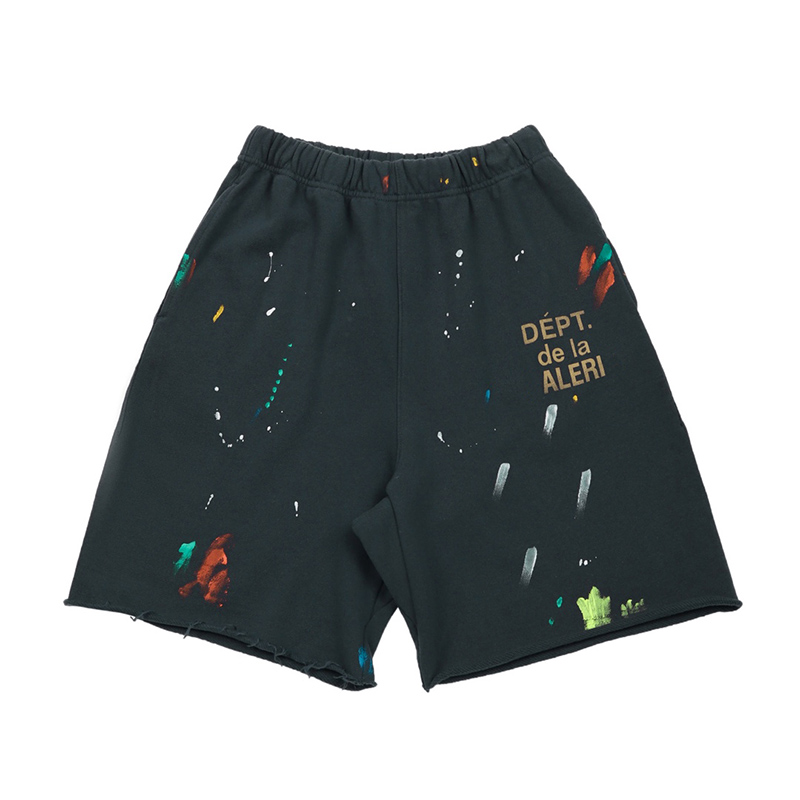 

21ss Summer Europe USA Splash Ink Hand Painted Shorts Women Men skateboard High Street Running Middle Pants Jogging Short Sweatpants, Black blue shorts