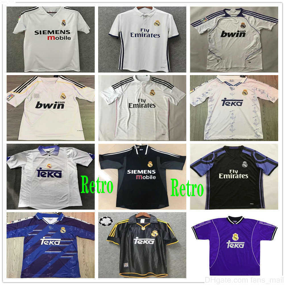 

Retro Real Madrid Soccer Jerseys ZIDANE BECKHAM RONALDO RAUL Vintage 04 05 06 07 08 09 10 94 95 97 98 99 10 11 12 14 15 16 Football Shirt, Black;yellow