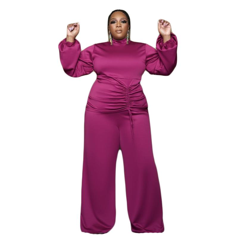 

Plus Size Tracksuits Elegant Two Piece Set Women Long Sleeve Top And Wide Leg Pants Legging Femme Tracksuit Sexy Outfits Female Clothing Sui, Black