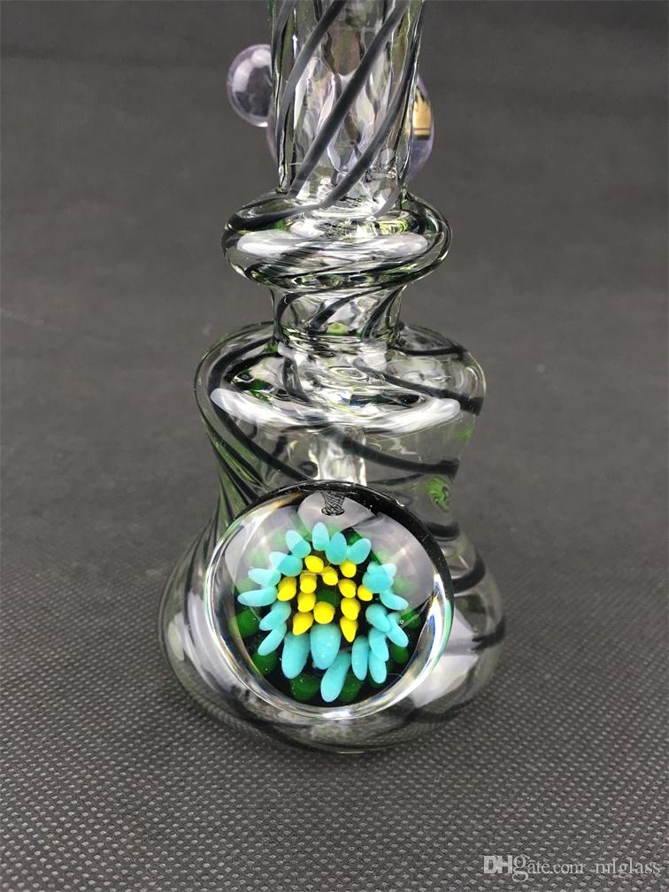 

Glass hookah black stripe oil drilling rig smoking set pipe 14mm joint bong factory direct price concessions