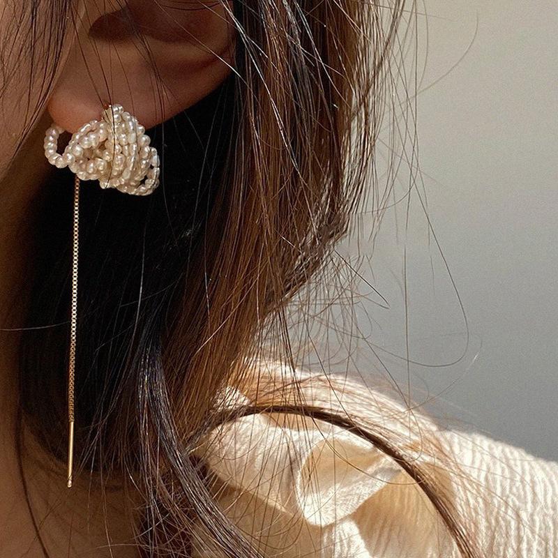 

Dangle & Chandelier Fairy Retro Multi Irregular Pearls Earrings For Women Mujer Gold Color Chain Natural Freshwater Pearl Drop Brincos 2021, Silver