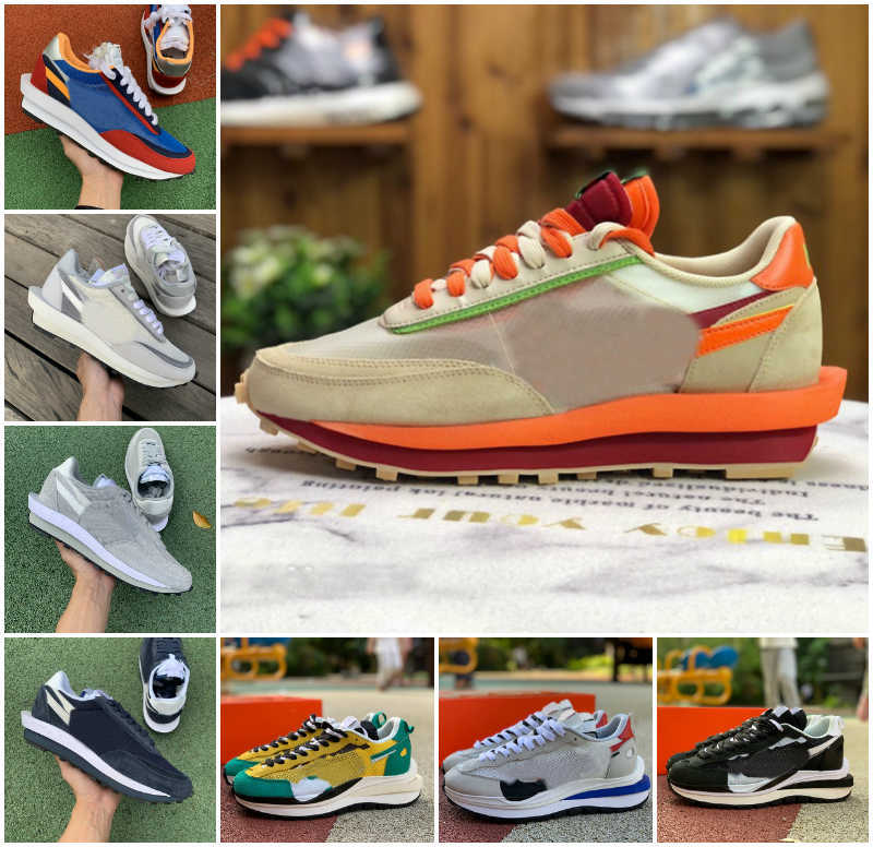 

Sacais Orange Blaze Waffle VaporWaffle Running Shoes Mens Womens Nylon White Black Sail Gum Sesame Game Royal Fragment Grey Blue Void LDV, Bubble package bag