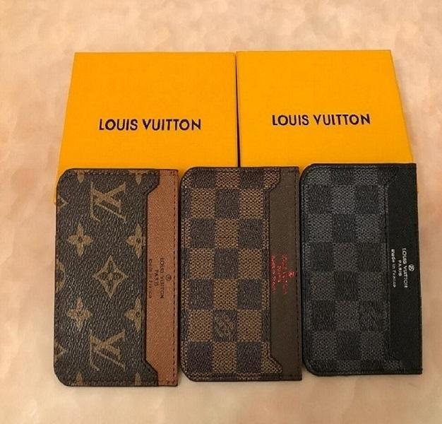 

Fashion Single Zipper Men's and Women's Wallet Ladies Long Wallet Credit Card Entrainment Orange Box Card LVLOUISVITTON VUTTON, Card holder brown flower