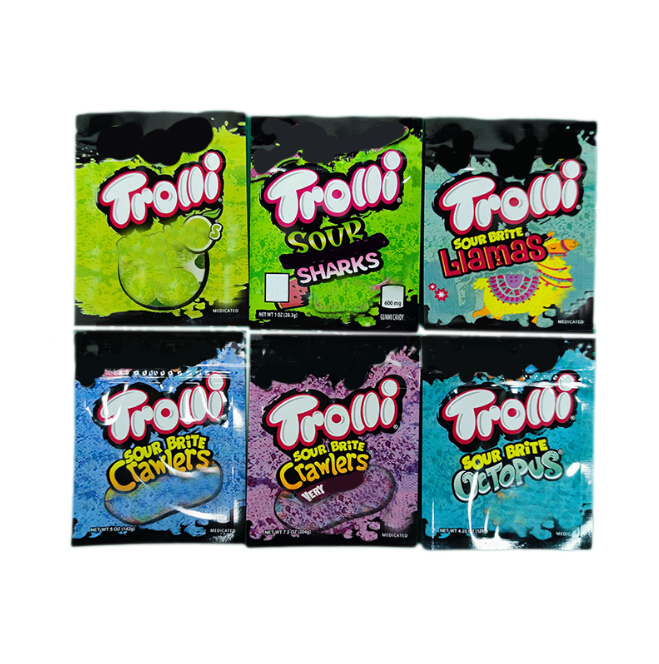 

TROLLIS TRILLIS Bag Mylar Package Pouch 600mg Edibles Zipper Packaging 12 Colors