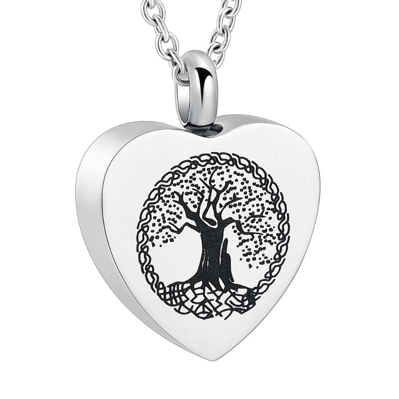 Pendant Necklaces LKJ001 Custom Tree Of Life Pattern Memorial Urn Heart Cremation Necklace Keepsake Jewelry Ashes Holder For Human-image-709053654
