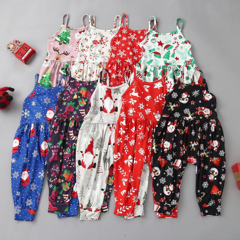 

Clothing Sets Toddler Baby Kids Christmas Xmas Tree Gnome Jumpsuit Strap Romper Outfits Girls Cartoon Clothes For Costumes, White