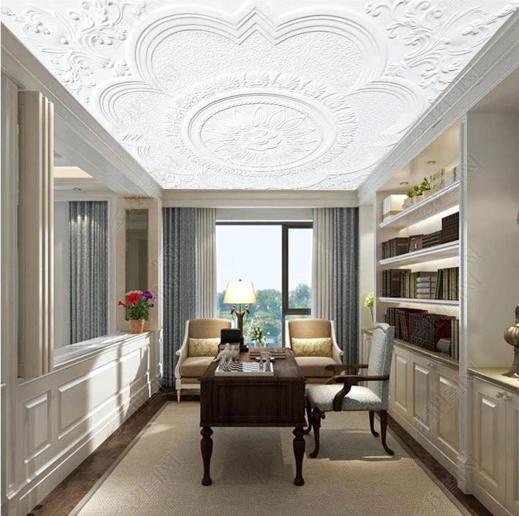 

wall mural 3d ceiling Embossed plaster line living room bedroom home improvement Background ceiling3d mural wallpaper, White