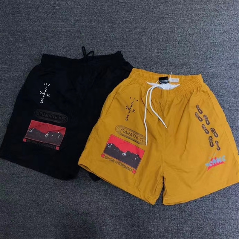 

2021ss Travis Scott Trails Path Shorts Men Women Yellow Cactus Jack Breechcloth, White;black