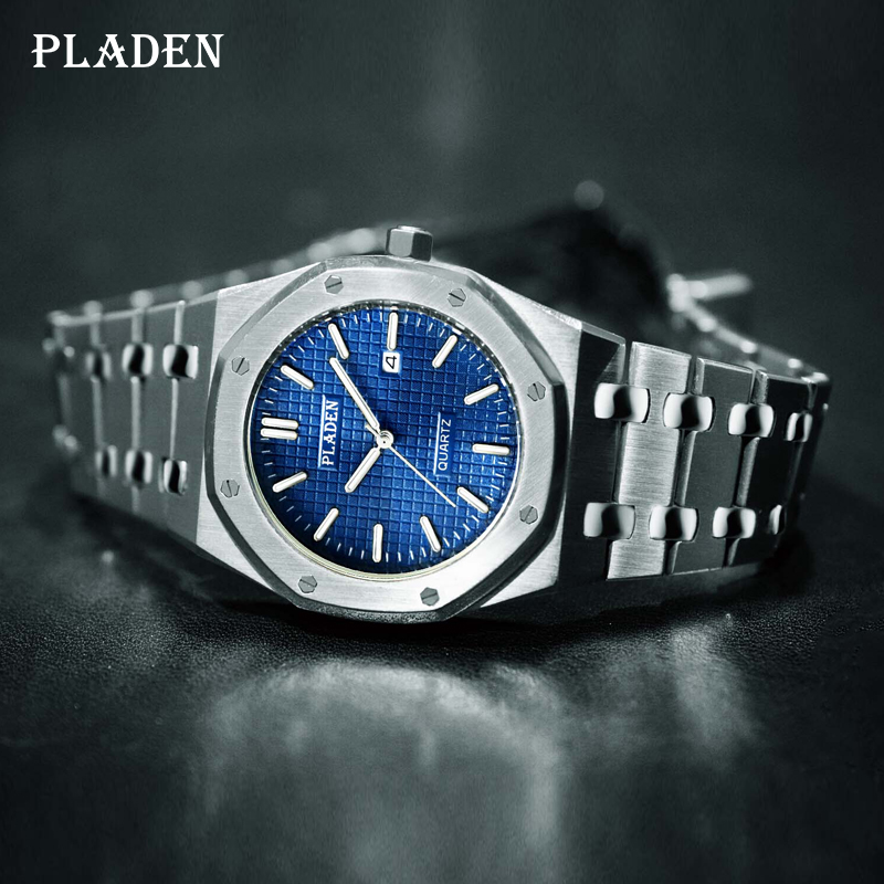 

PLADEN Fashion Men Watches Top Brand Luxury 2021 Mens Watch Waterproof Stylish Business Stainless Steel Wristwatch Dropshippingg, Pl1032 g-blue