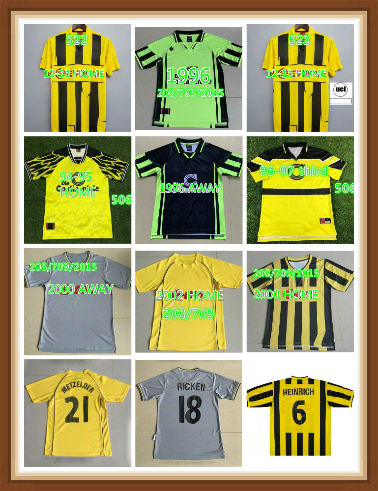 

1995 96 97 98 99 2000 01 02 Borussia Retro dortmund Soccer Jersey Lewandowski REUS METZELDER DEDE MOLLER AMOROSO ROSICKY BOBIC Classic adult