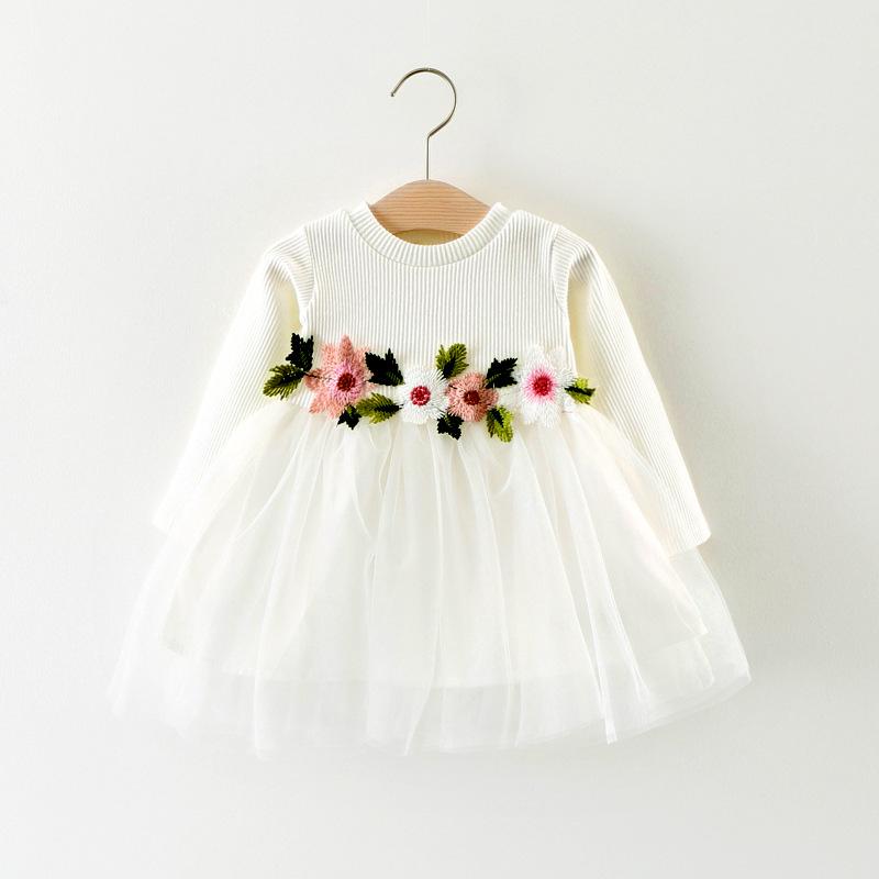 

Girl's Dresses 3-24M Princess Born Infant Baby Girls Dress Lace Flower Tutu Tulle Party For Birthday Costumes Autumn, Red;yellow