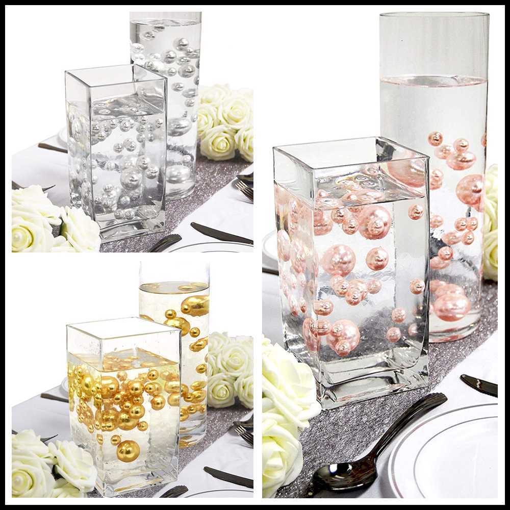 

Floating No Hole Pearls - Jumbo/Assorted Sizes Vase Decorations Includes Transparent Water Gels for Floating Vase pearl Y0827