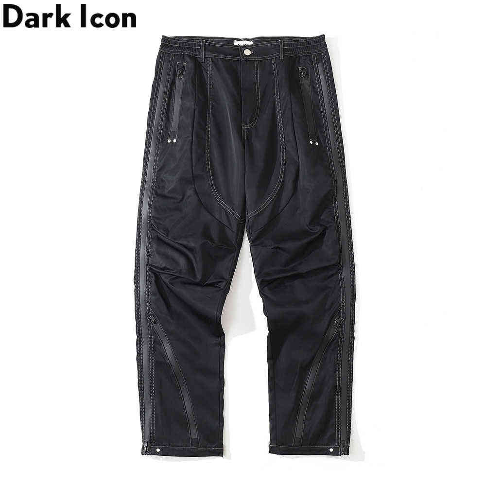 

Patchwork Street Fashion Men's Pants Ankle Zipper Pleat on Knee Pants Man 210603, Grey