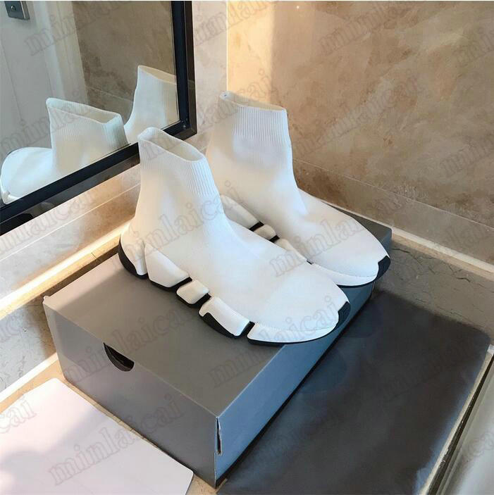 

Designer Italy Brand Speed Sock Shoes Stretch Knit High-top Ankle Boots Trainers Sock-style logo-print Flat Slip-On Sneakers 2022