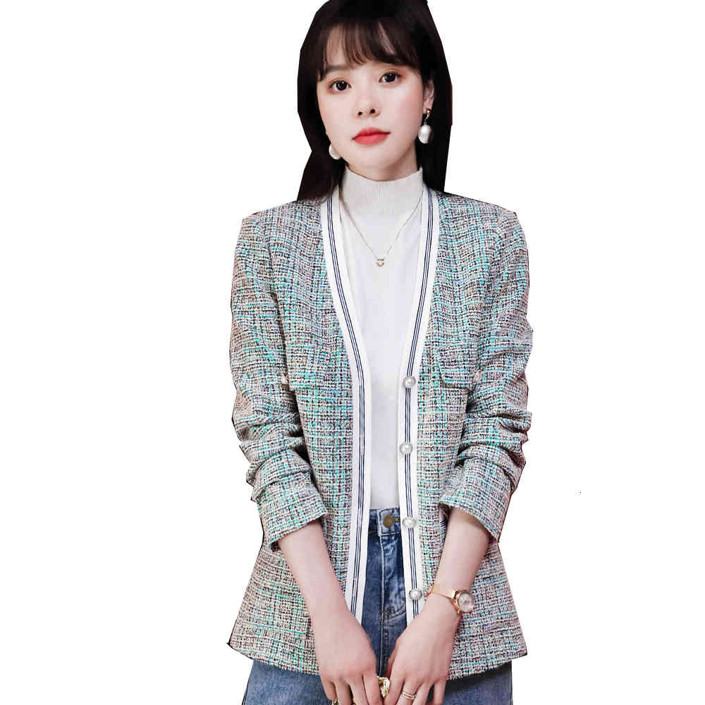 

Women's Suits & Blazers Fashion Korean Design Casual Spring Blazer Ladies Women New Arrival Pink Blue Female Jacket Coat 6H93, Blue blazer
