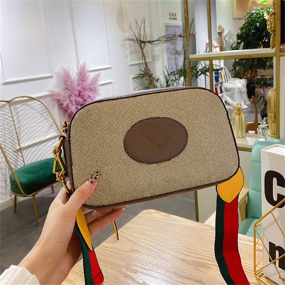 

This year's popular bag women new fashion wide shoulder strap messenger head single small square Purse Outlet, Brown