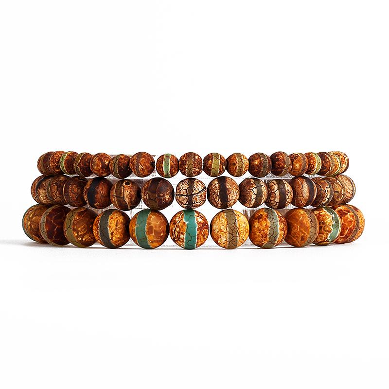 

Beaded, Strands Vintage Tibetan Agates Bracelets Men Nature Stone Green Eye Beads Energy For Women Reiki Amulet Yoga Healing Jewelry