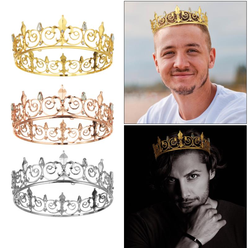 

Hair Clips & Barrettes King Crown For Men Metal Royal Prince Birthday Wedding Halloween Prom Party Hat Costume, Golden;silver