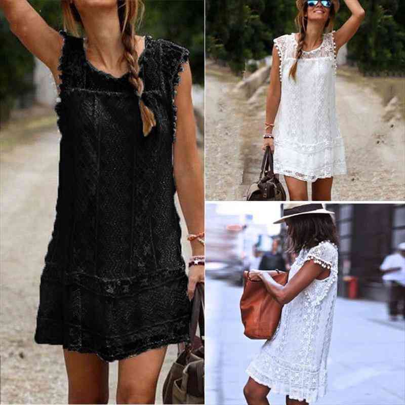 

womens summer dresses summer lace mini party dresses tank female club vestidos sleeveless beach sun dress, Black;gray