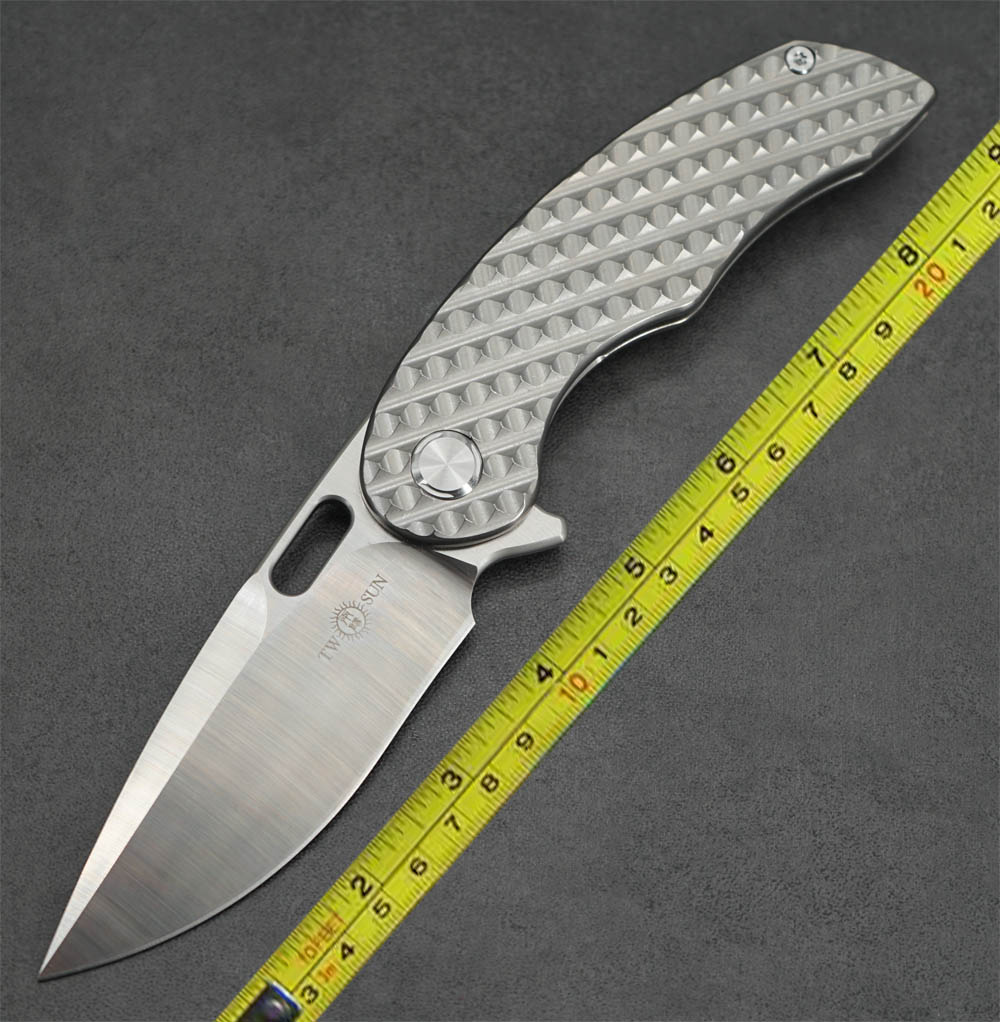

TwoSun Knives Outdoor M390 Titanium Flipper Folding Pocket Knife TS177 Maverick