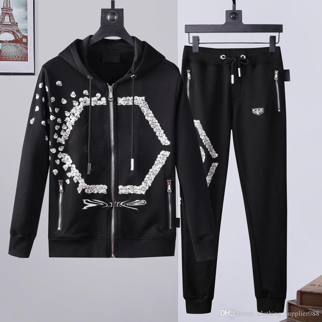 

wholesale PP phillip plain Mens Casual Tracksuit skull Hooody Luxury Hooded men Hoodies sportswear Sweatshirt suit jacket designs Couples Te